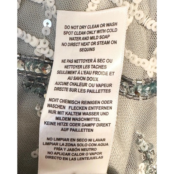 Adrianna Papell Women's Dress Beaded Ruffled Sheer Flutter-Sleeve Boho Sage 6 - Picture 9 of 10